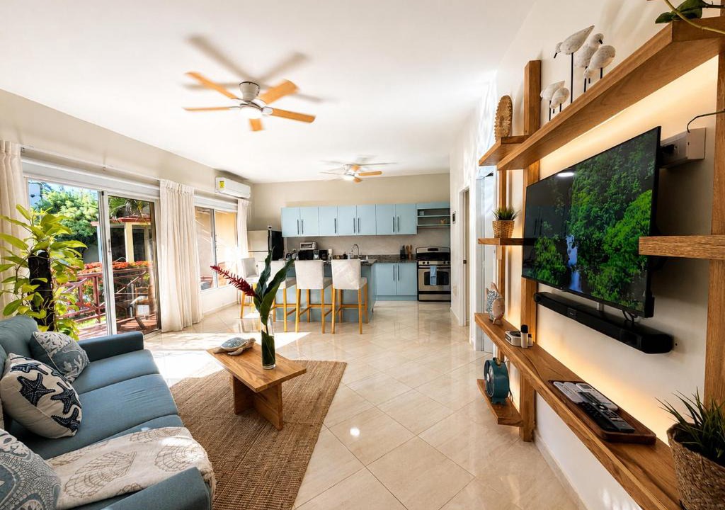 El Centro Apartment | Romantic Oasis Las Terrenas King Bed and Pool View