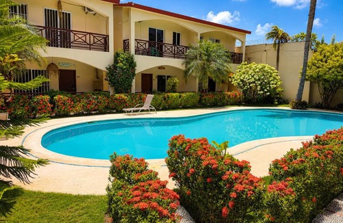 El Centro Apartment | Romantic Oasis Las Terrenas King Bed and Pool View